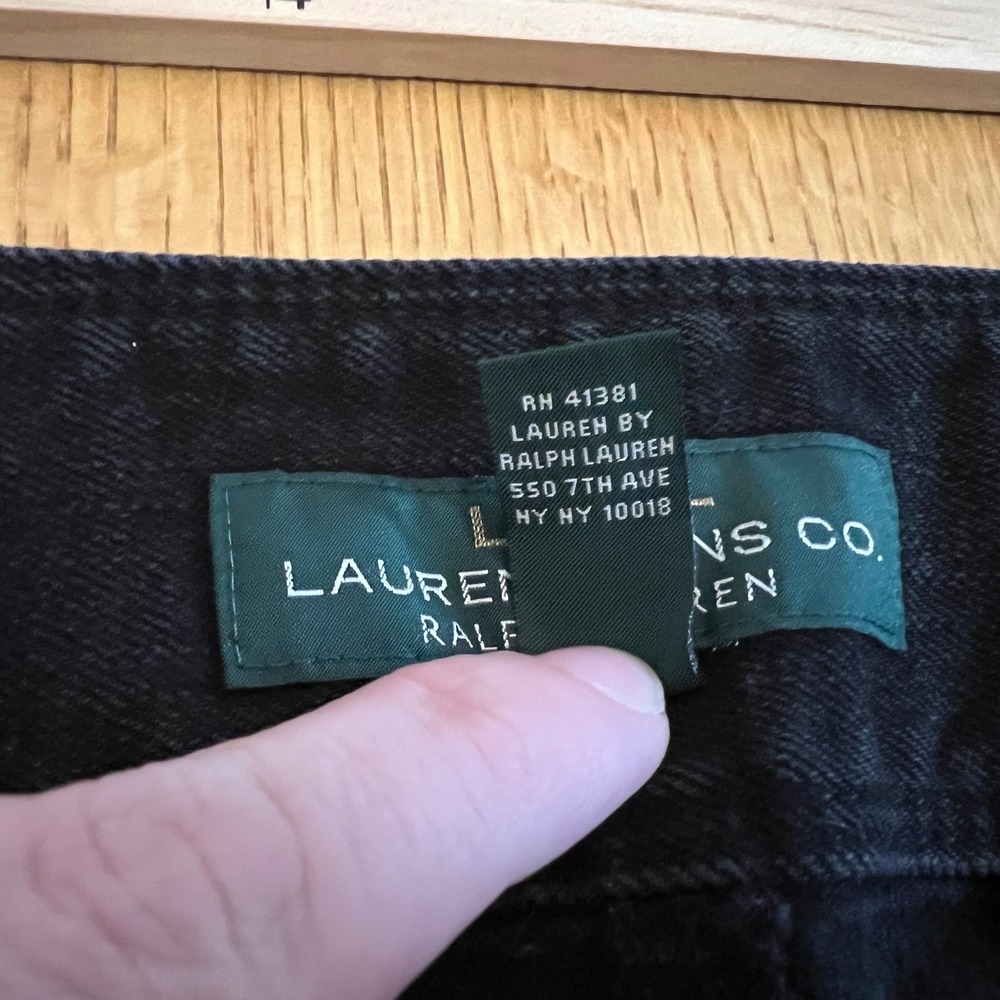 Lauren Ralph Lauren Womens 16W Black Denim Utility Skirt Belted Knee Length Y2K - Picture 7 of 9